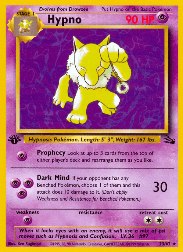 Hypno Pokémon card