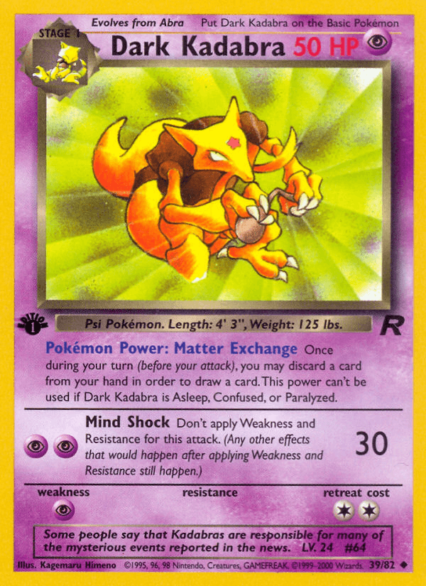 Dark Kadabra Pokémon card