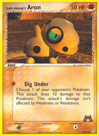 Team Magma's Aron Pokémon card
