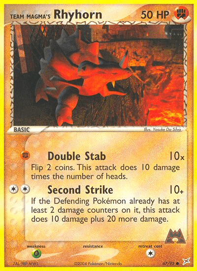 Team Magma's Rhyhorn Pokémon card