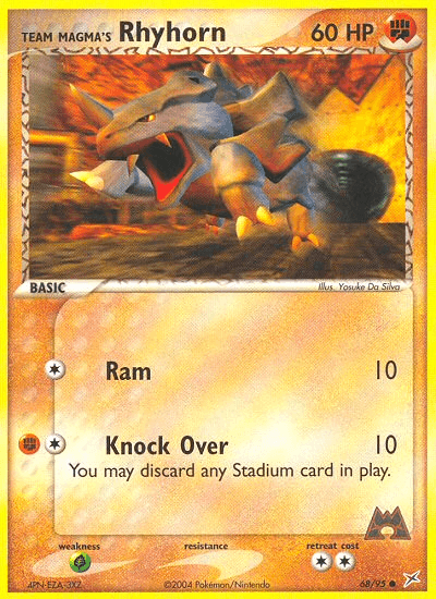 Team Magma's Rhyhorn Pokémon card