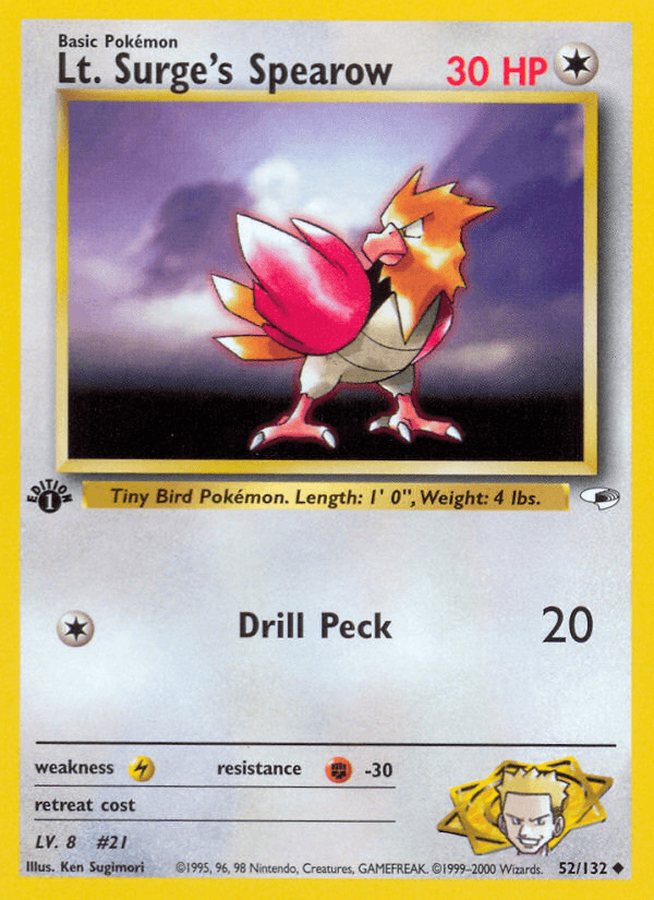 Lt. Surge's Spearow Pokémon card