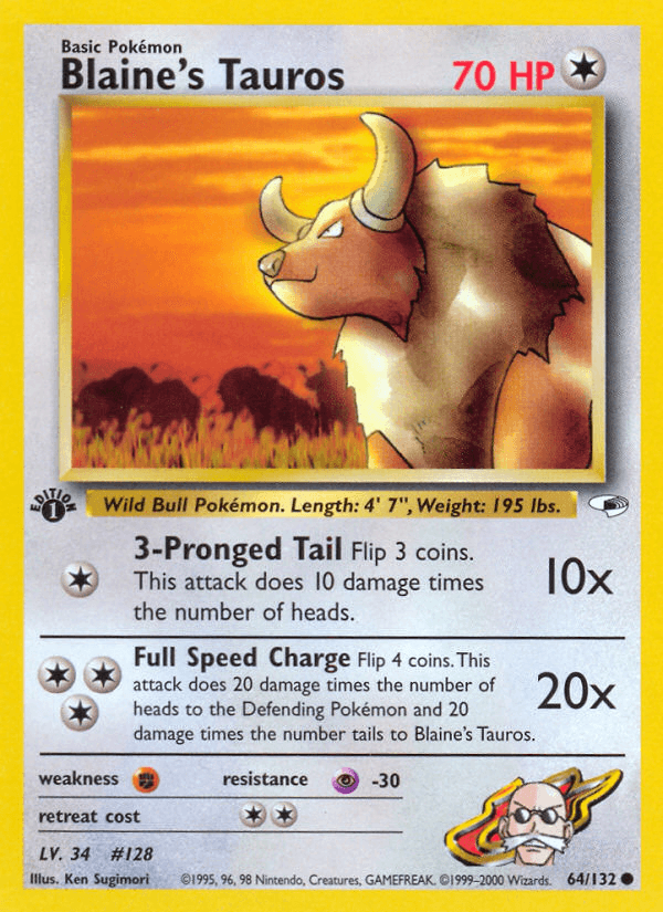 Blaine's Tauros Pokémon card