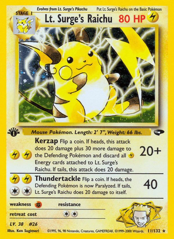 Lt. Surge's Raichu Pokémon card