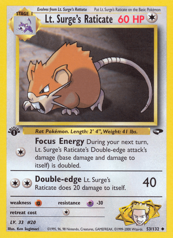 Lt. Surge's Raticate Pokémon card