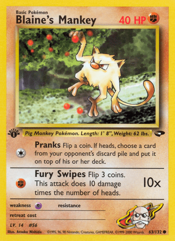 Blaine's Mankey Pokémon card