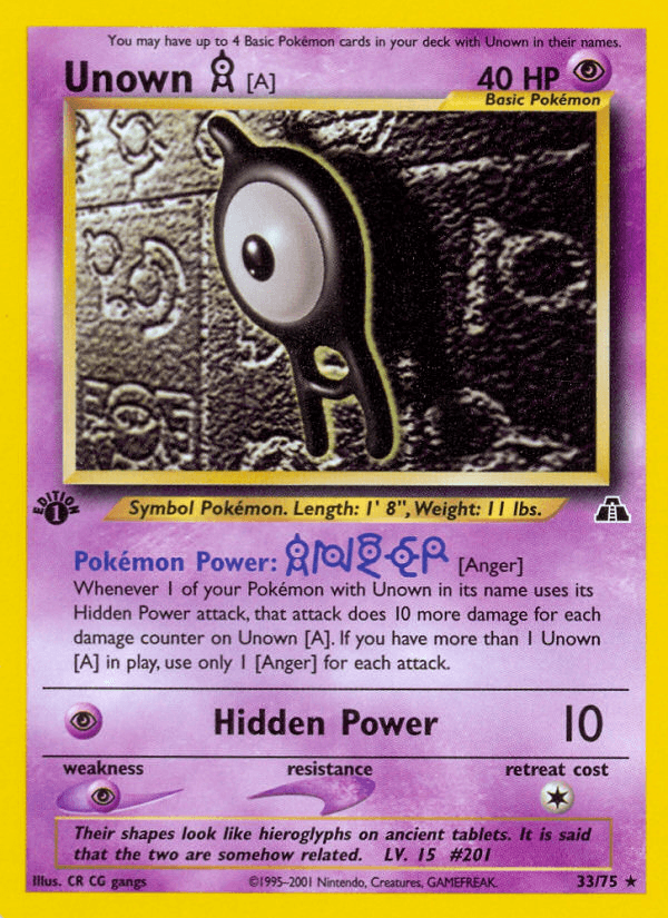 Unown [A] Pokémon card