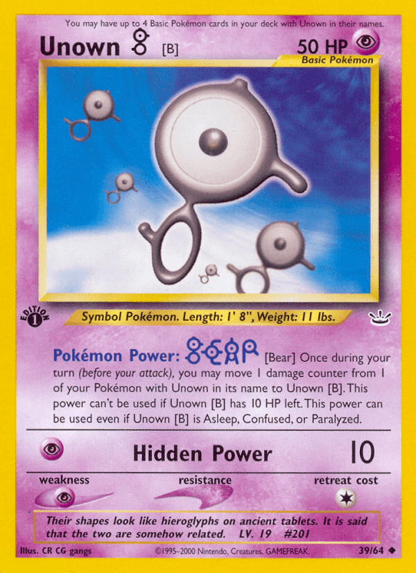 Unown [B] Pokémon card