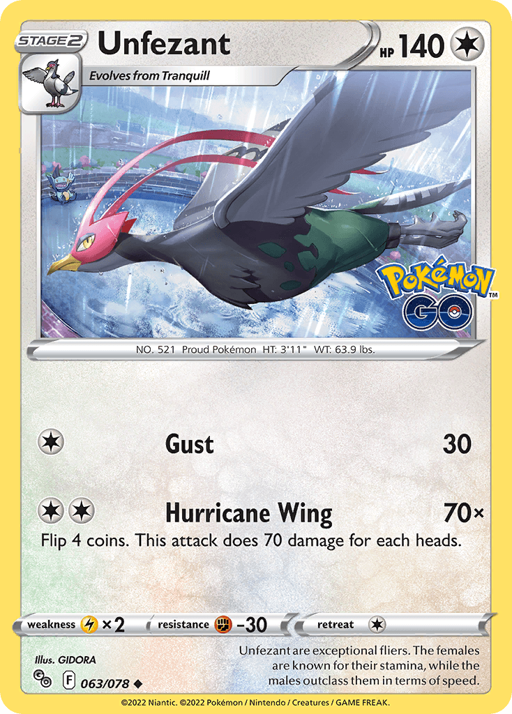 Unfezant Pokémon card