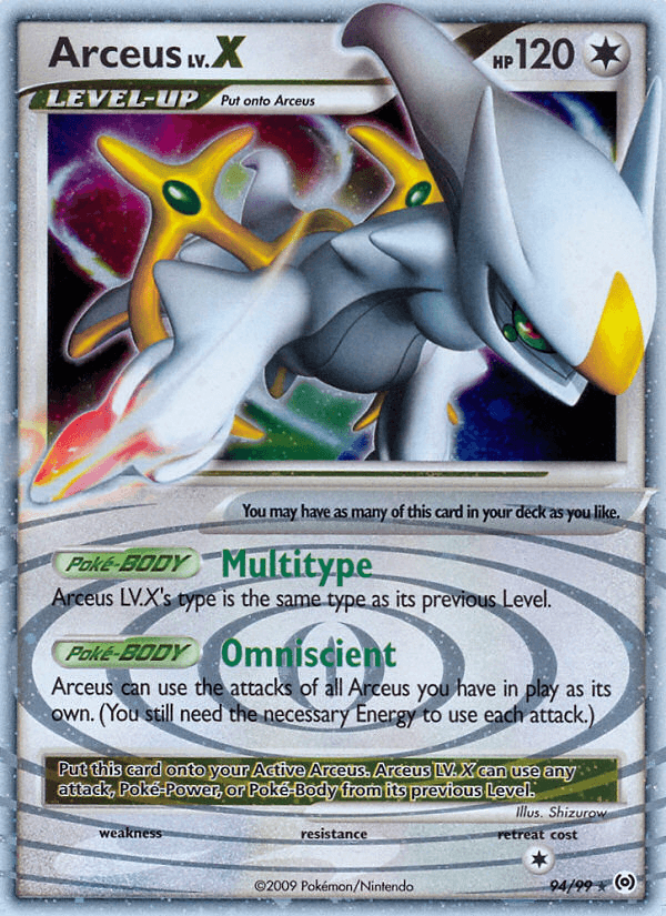 Arceus LV.X Pokémon card