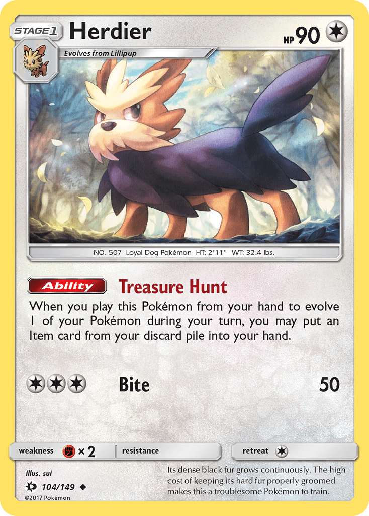 Herdier Pokémon card