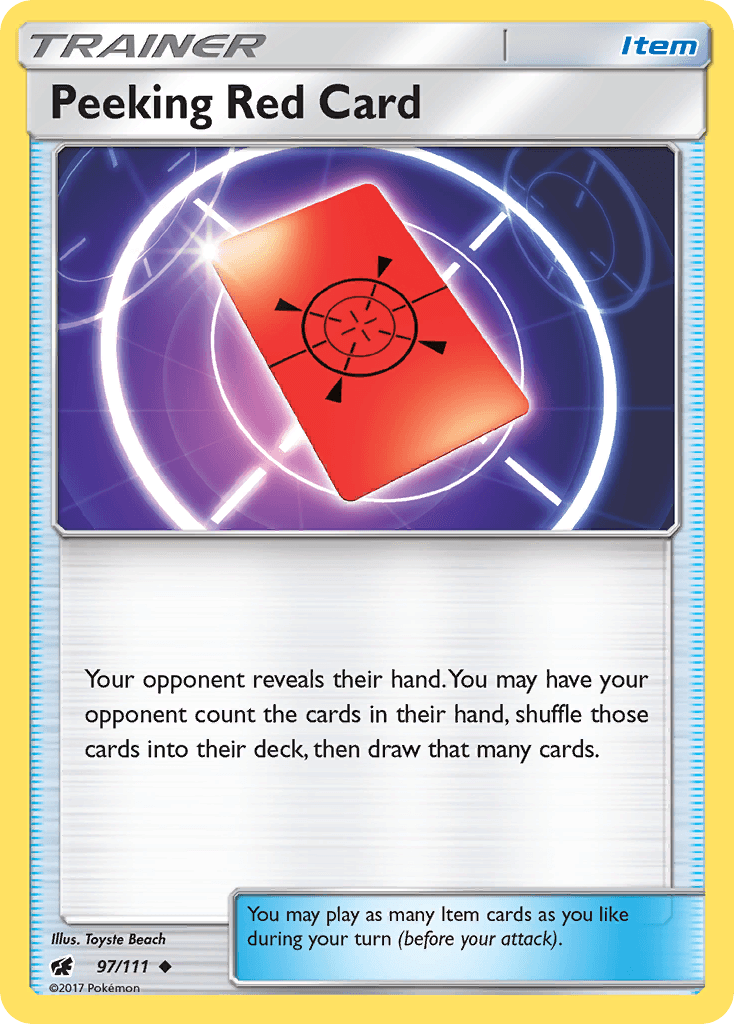Peeking Red Card Pokémon card