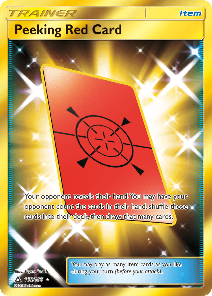 Peeking Red Card Pokémon card