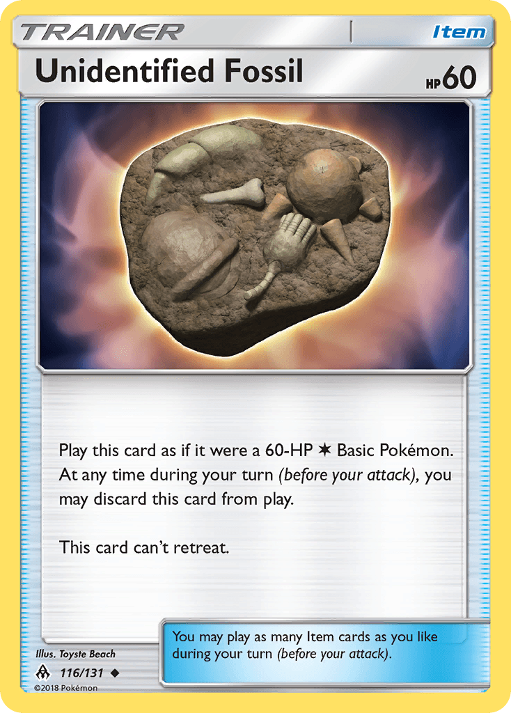 Unidentified Fossil Pokémon card
