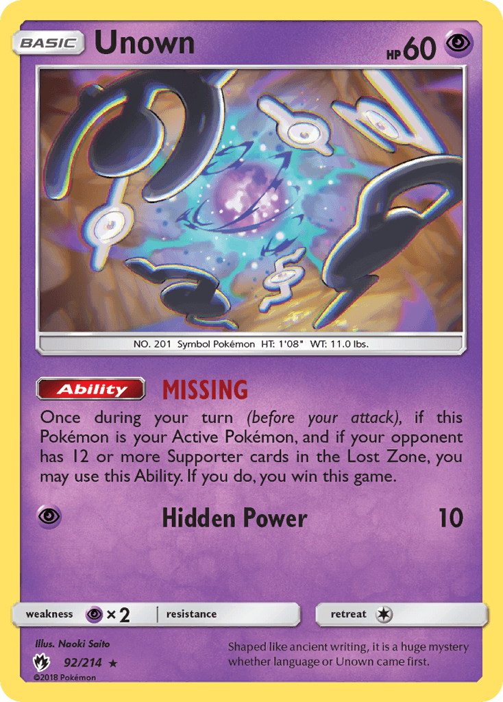 Unown Pokémon card