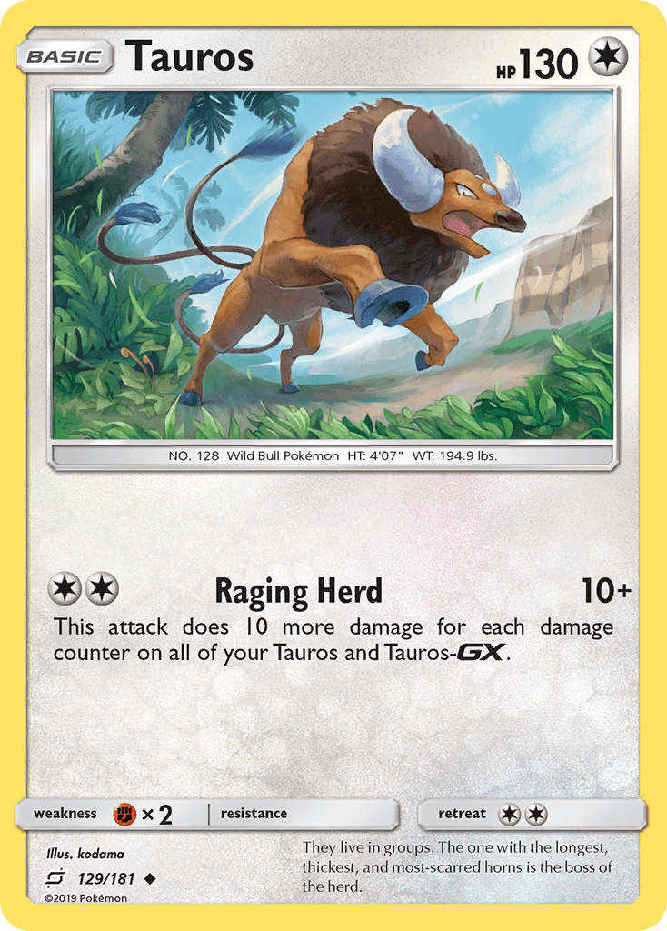 Tauros Pokémon card