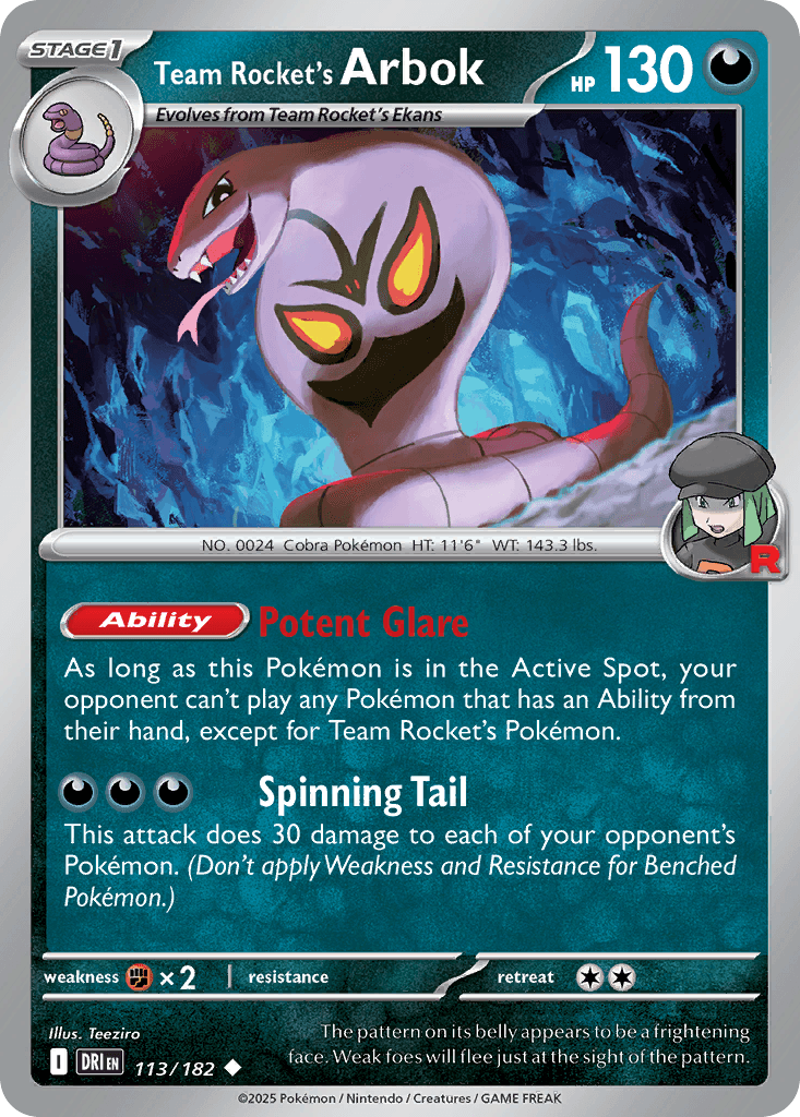 Team Rocket's Arbok Pokémon card