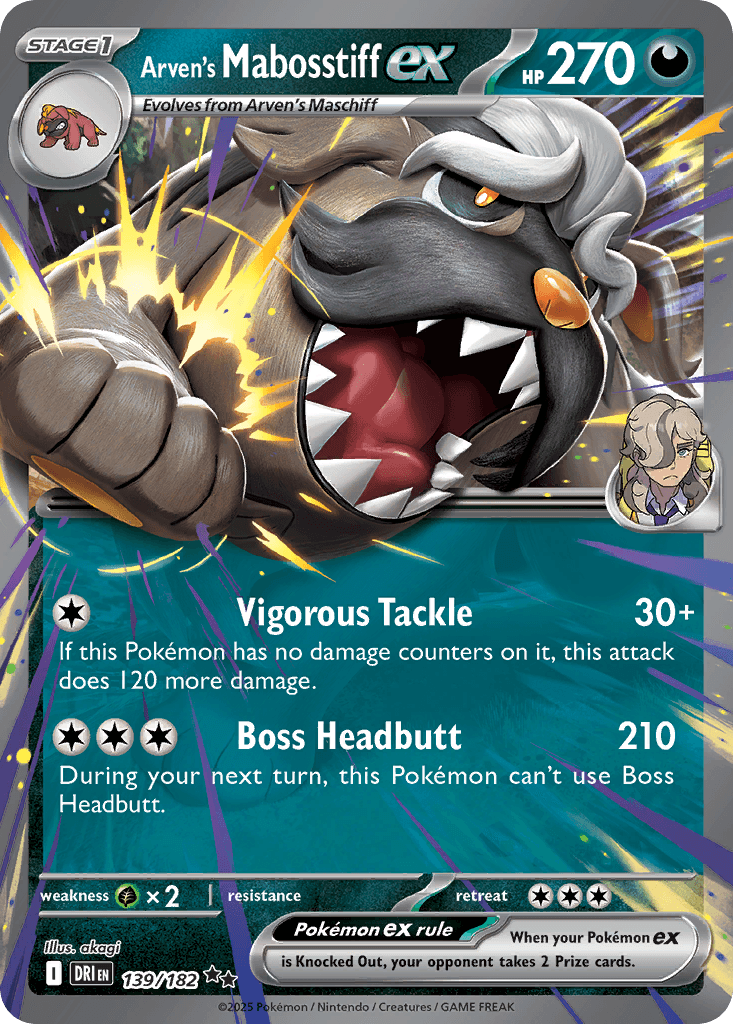 Arven's Mabosstiff ex Pokémon card