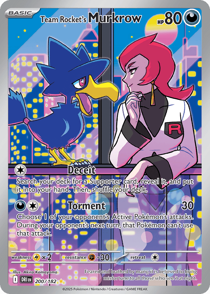 Team Rocket's Murkrow illustrated by Akira Komayama