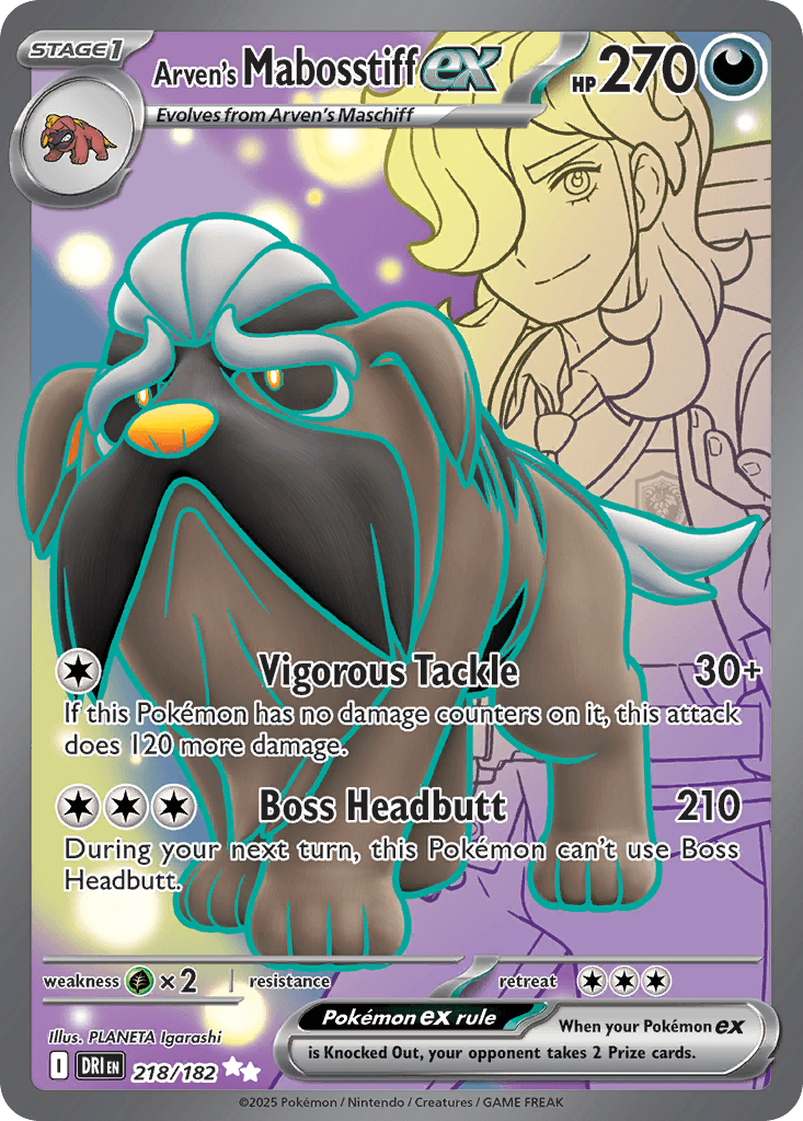 Arven's Mabosstiff ex Pokémon card