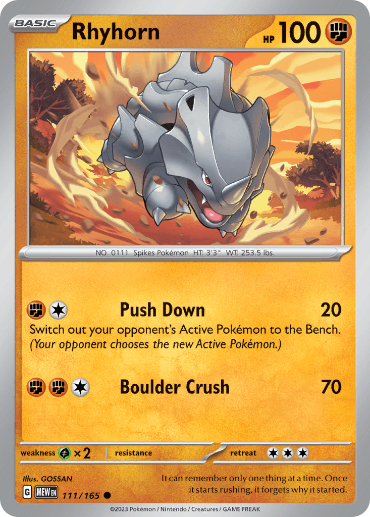 Rhyhorn Pokémon card