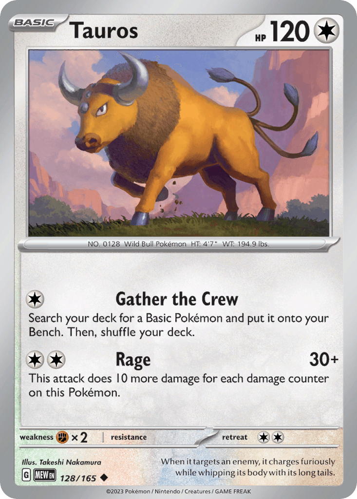 Tauros Pokémon card