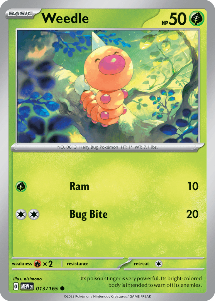 Weedle Pokémon card