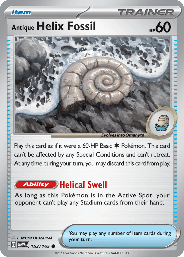 Antique Helix Fossil Pokémon card
