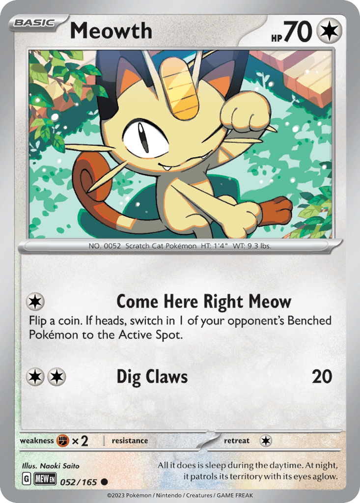 Meowth illustrated by Naoki Saito