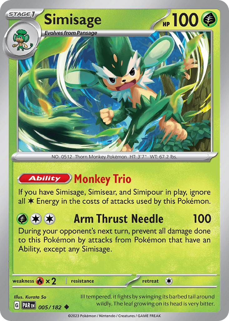 Simisage Pokémon card