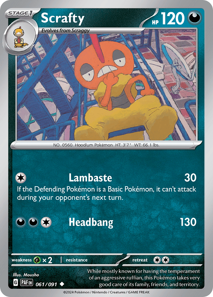 Scrafty Pokémon card