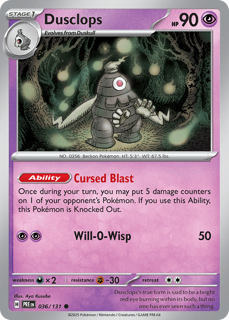 Dusclops Pokémon card