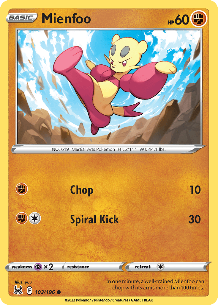 Mienfoo Pokémon card