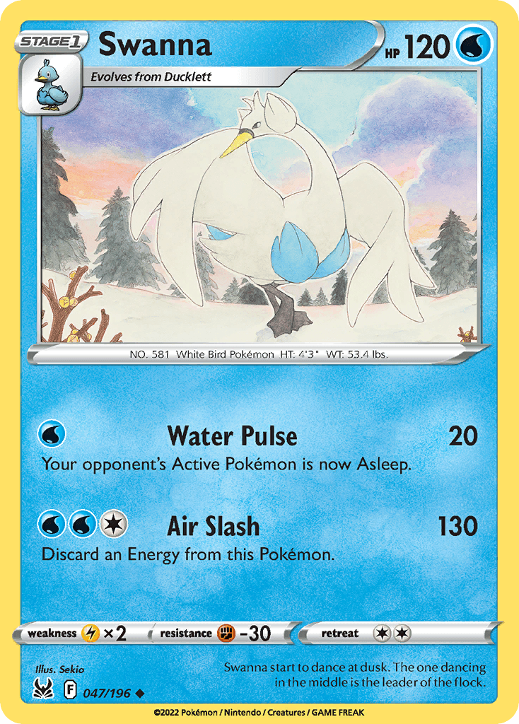 Swanna Pokémon card