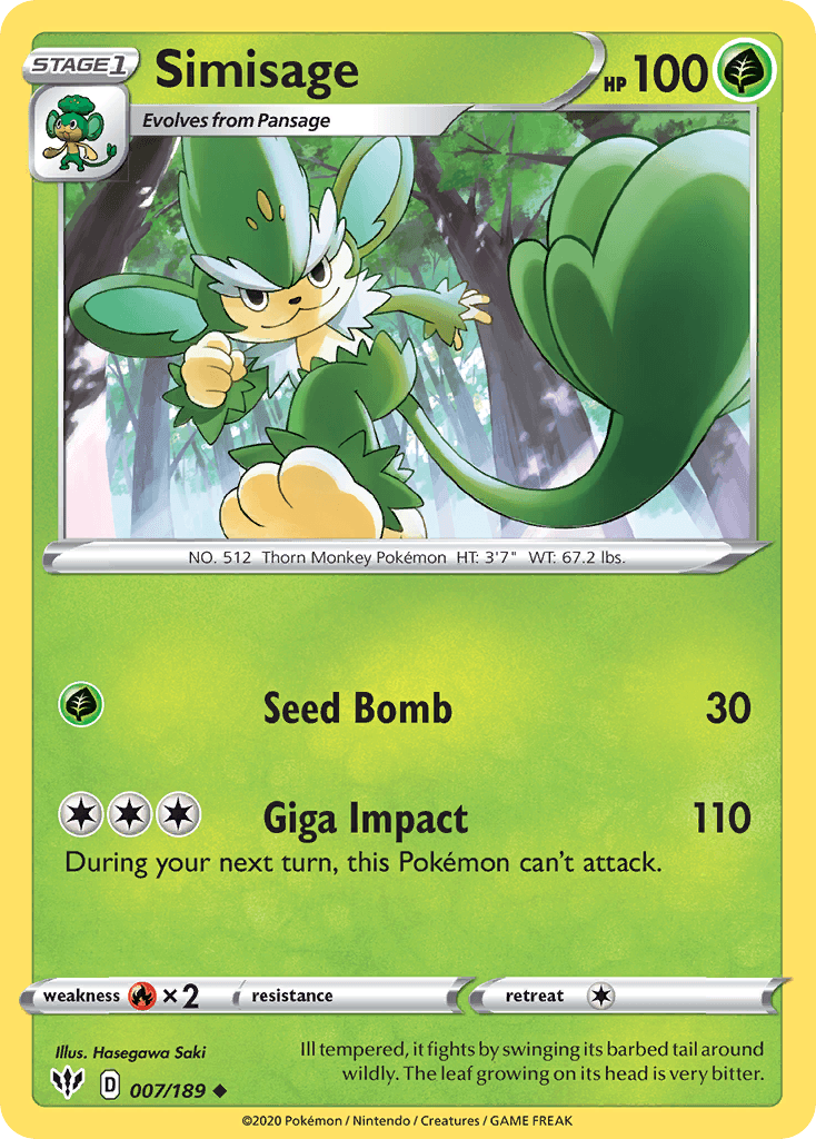 Simisage Pokémon card
