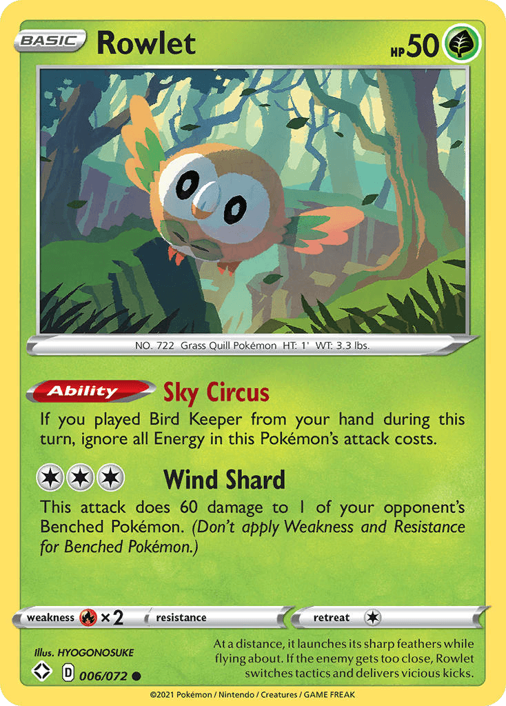 Rowlet Pokémon card