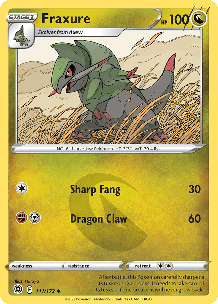 Fraxure Pokémon card