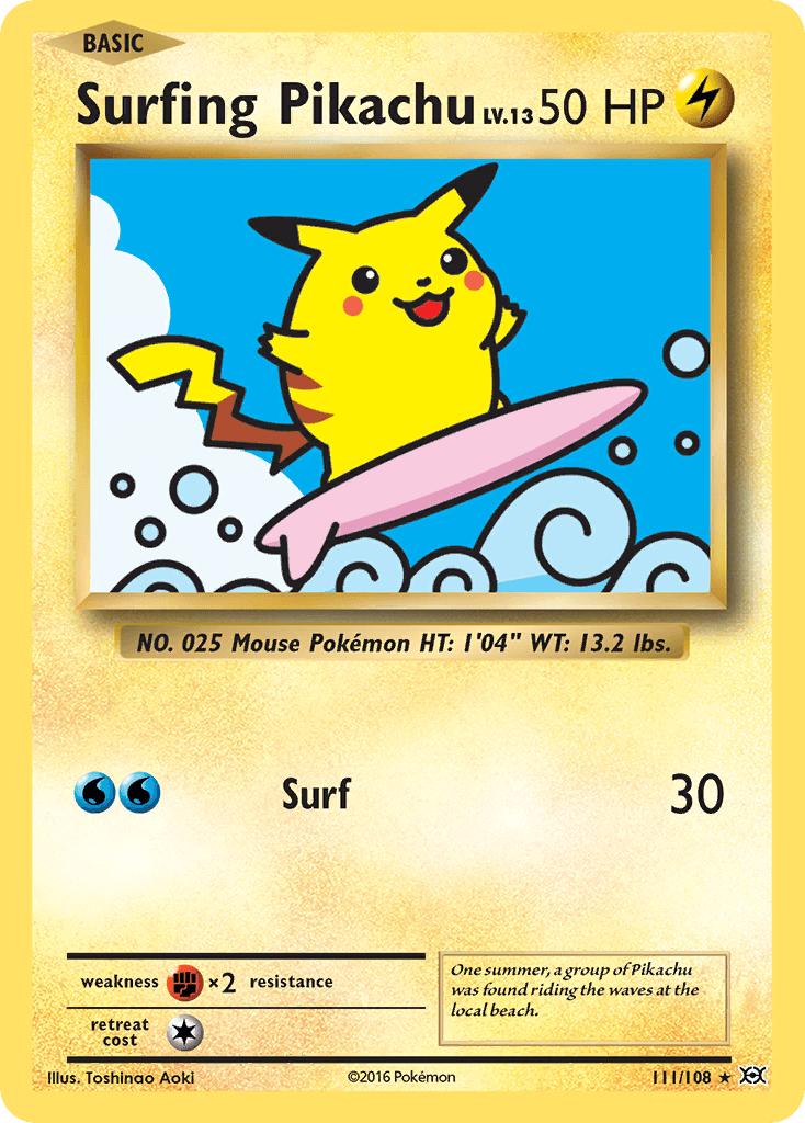 Surfing Pikachu from Evolutions