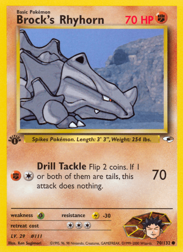Brock's Rhyhorn Pokémon card