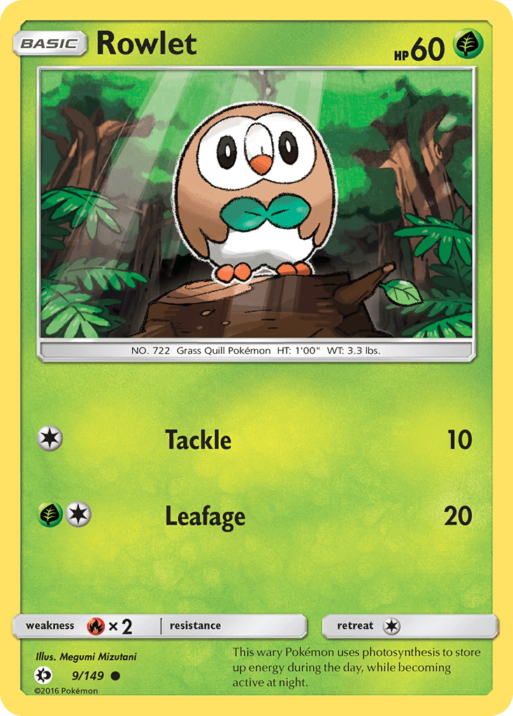 Rowlet Pokémon card