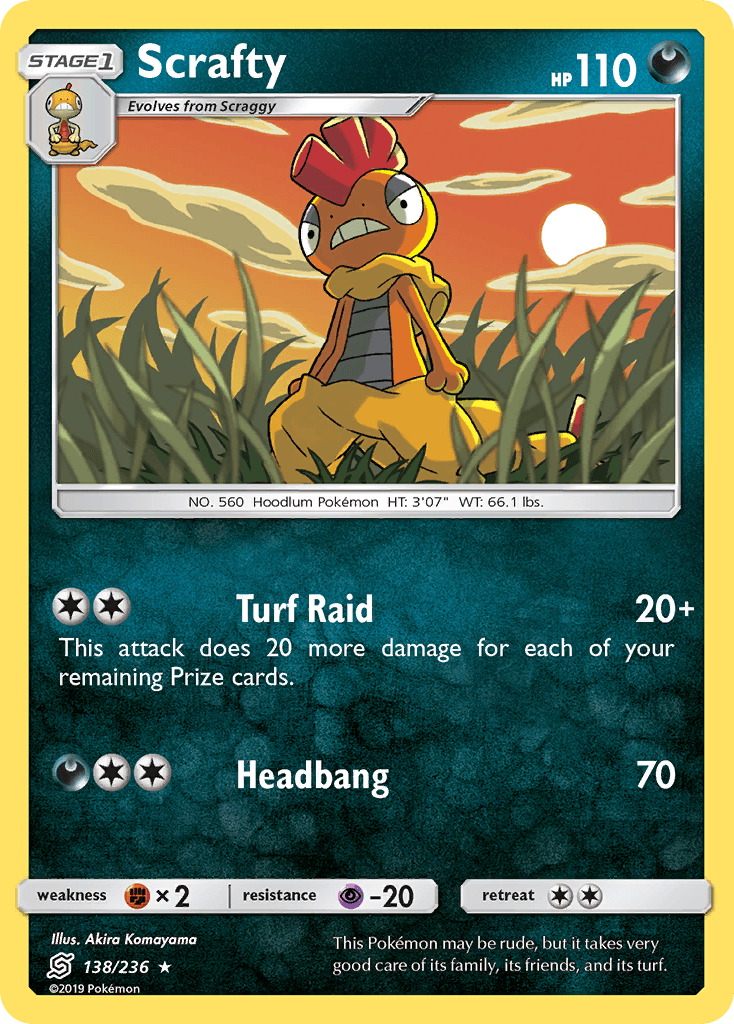 Scrafty Pokémon card