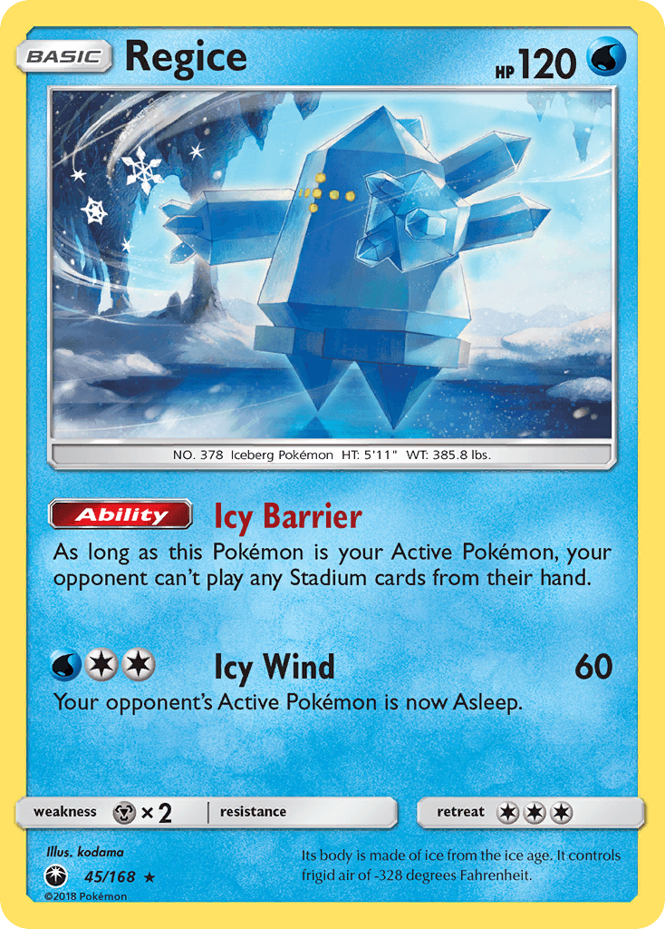 Regice Pokémon card