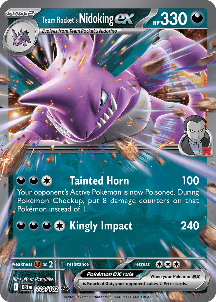 Team Rocket's Nidoking ex Pokémon card