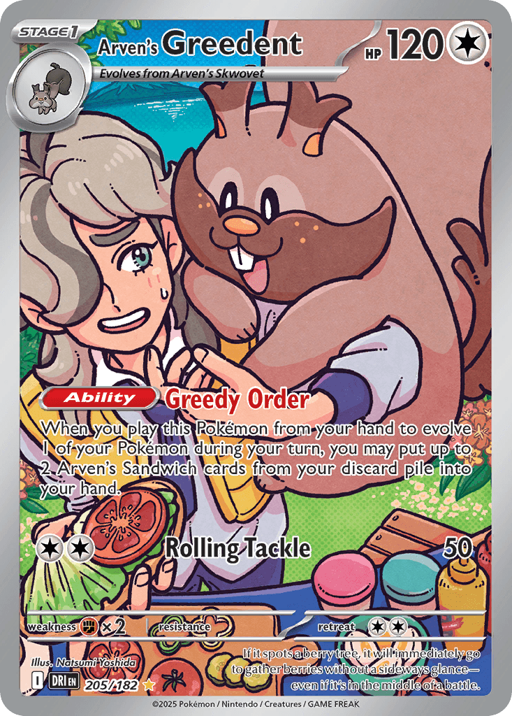 Arven's Greedent Pokémon card
