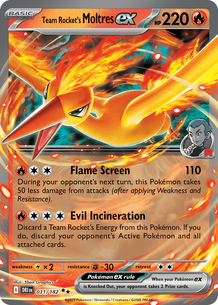 Team Rocket's Moltres ex Pokémon card