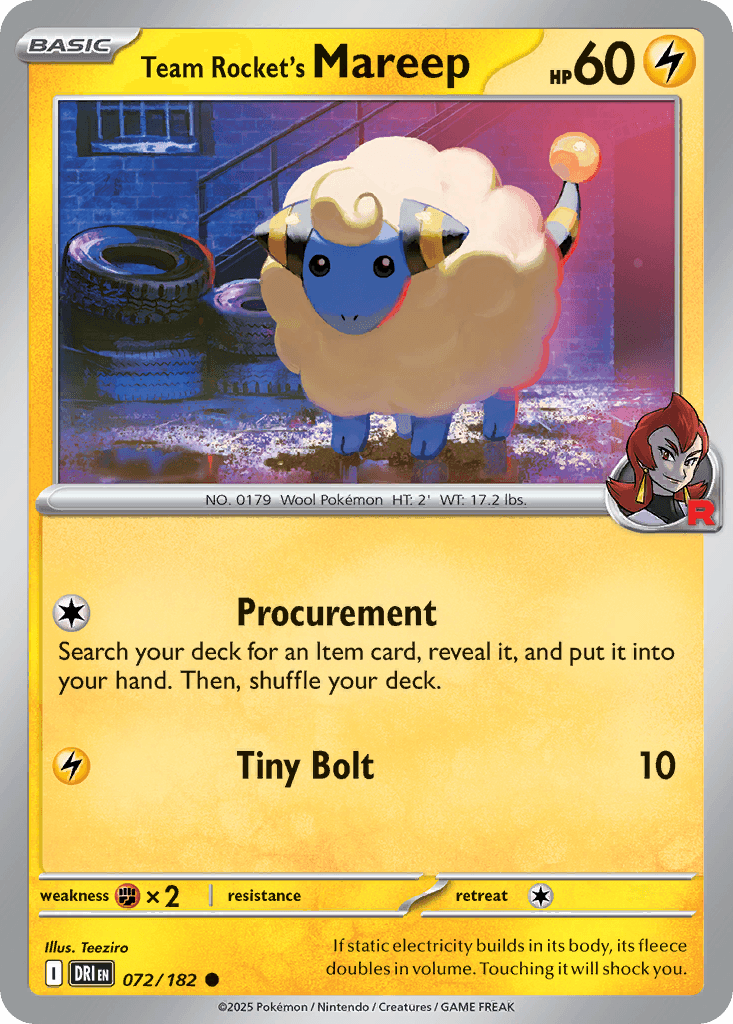 Team Rocket's Mareep Pokémon card