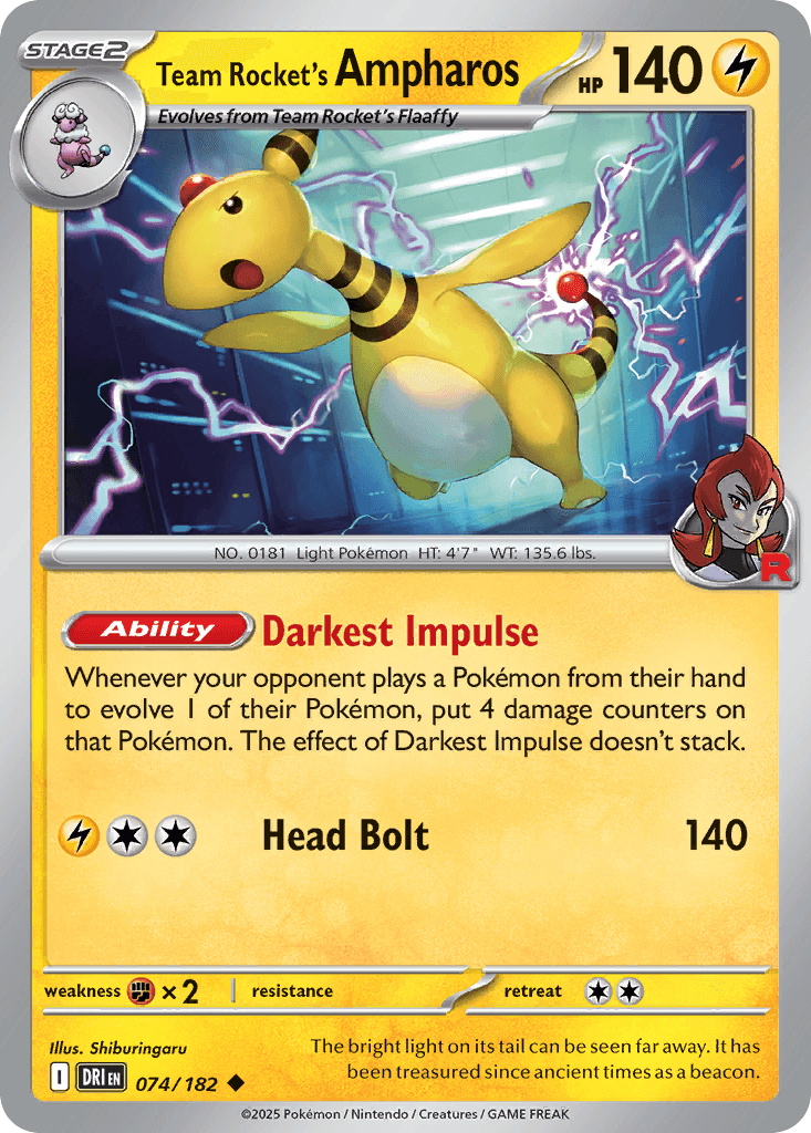 Team Rocket's Ampharos Pokémon card
