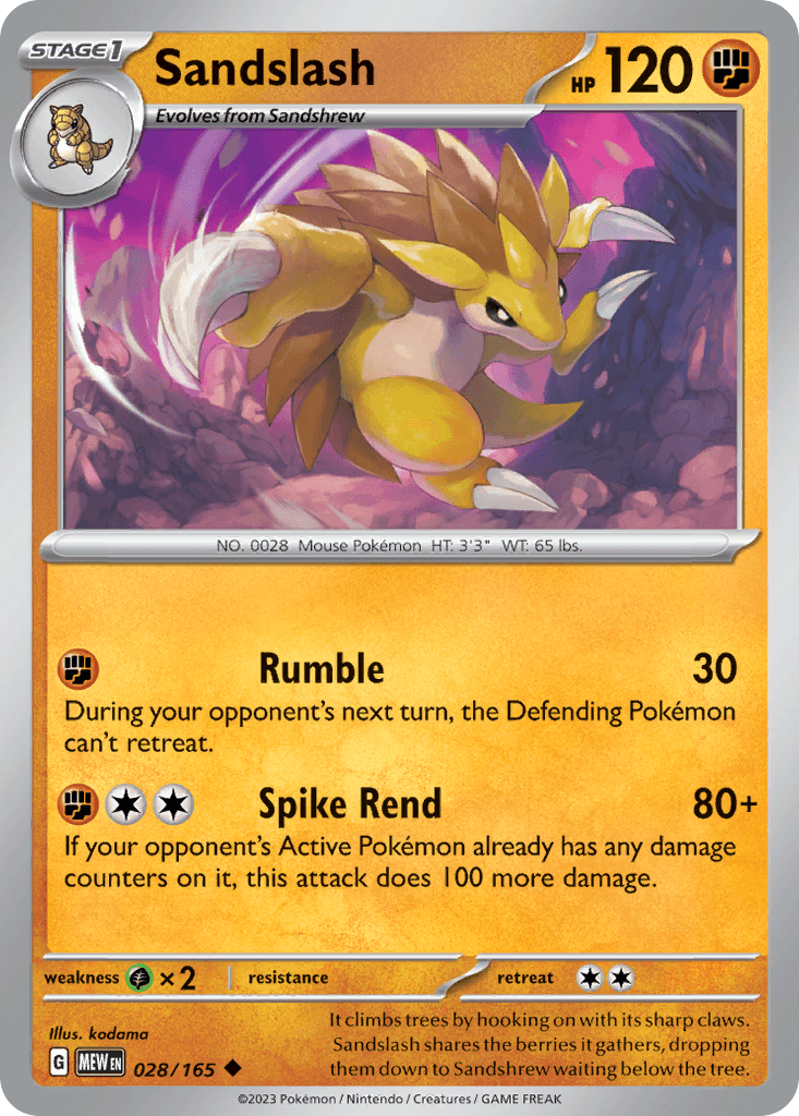 Sandslash Pokémon card