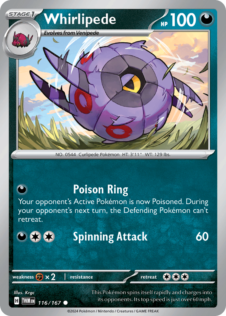 Whirlipede Pokémon card
