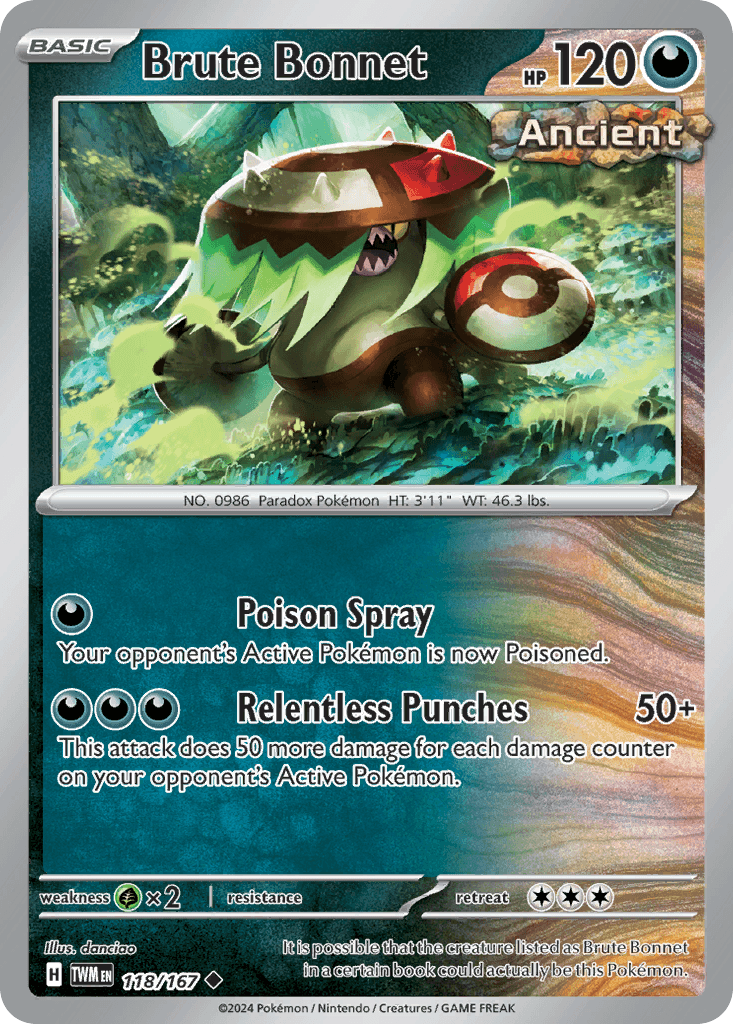 Brute Bonnet Pokémon card